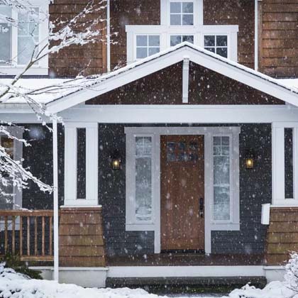 Snowy winter front door